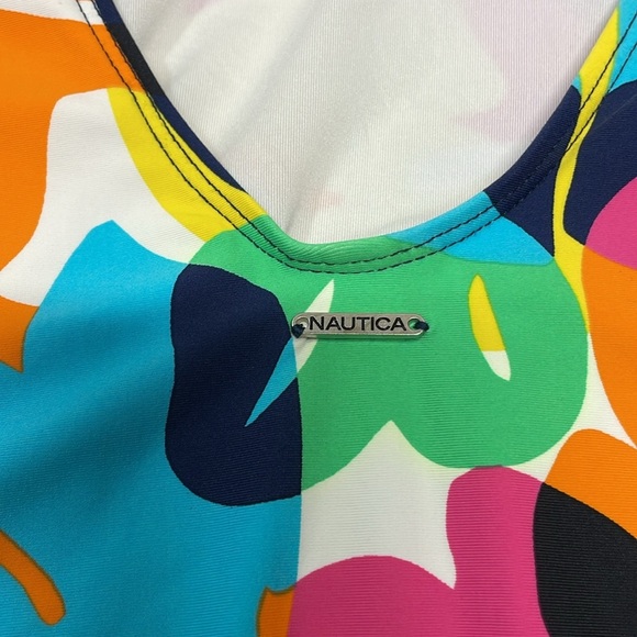 NWOT Nautica One Piece Swimsuit Cross Back Slimming Tropical Print S - Picture 9 of 15